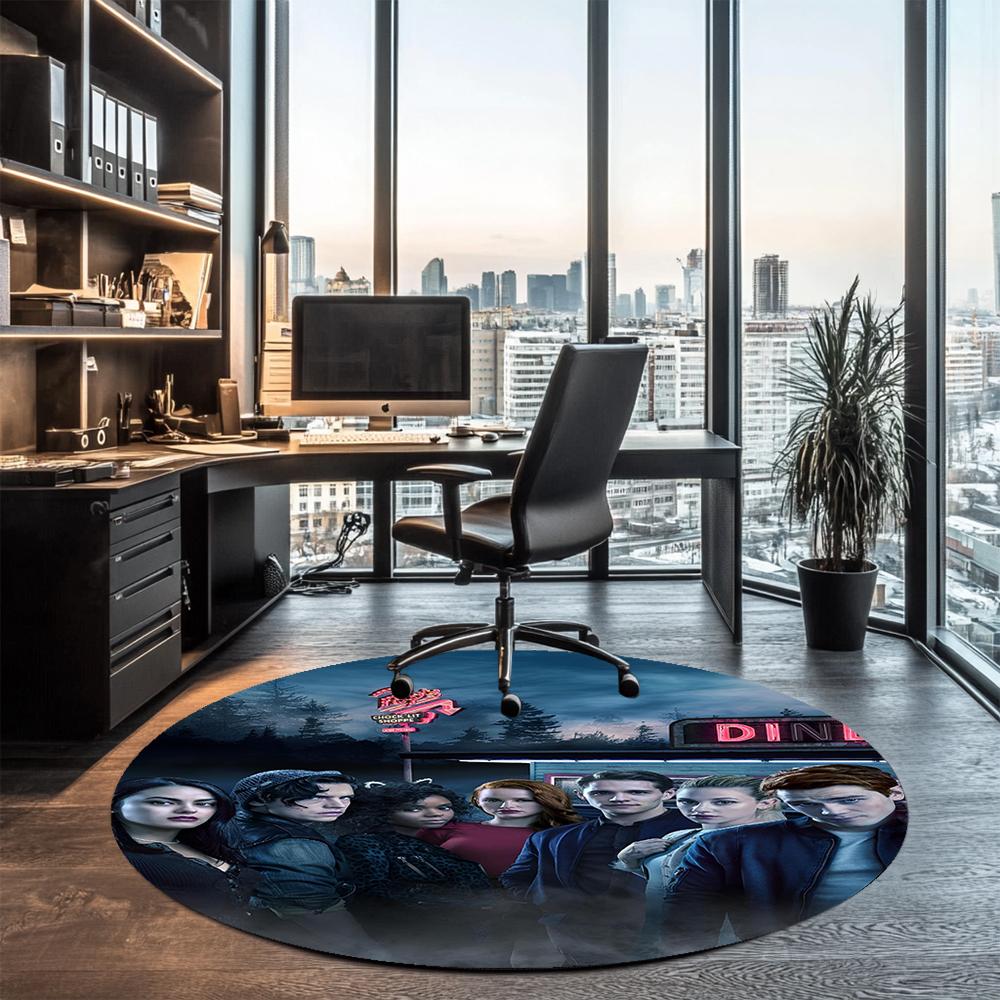 Riverdale Printed Round Rug Carpet Chair Rug Area Rug Entryway Doormats,for Office Chair Living Room Bedroom Kitchen Room.