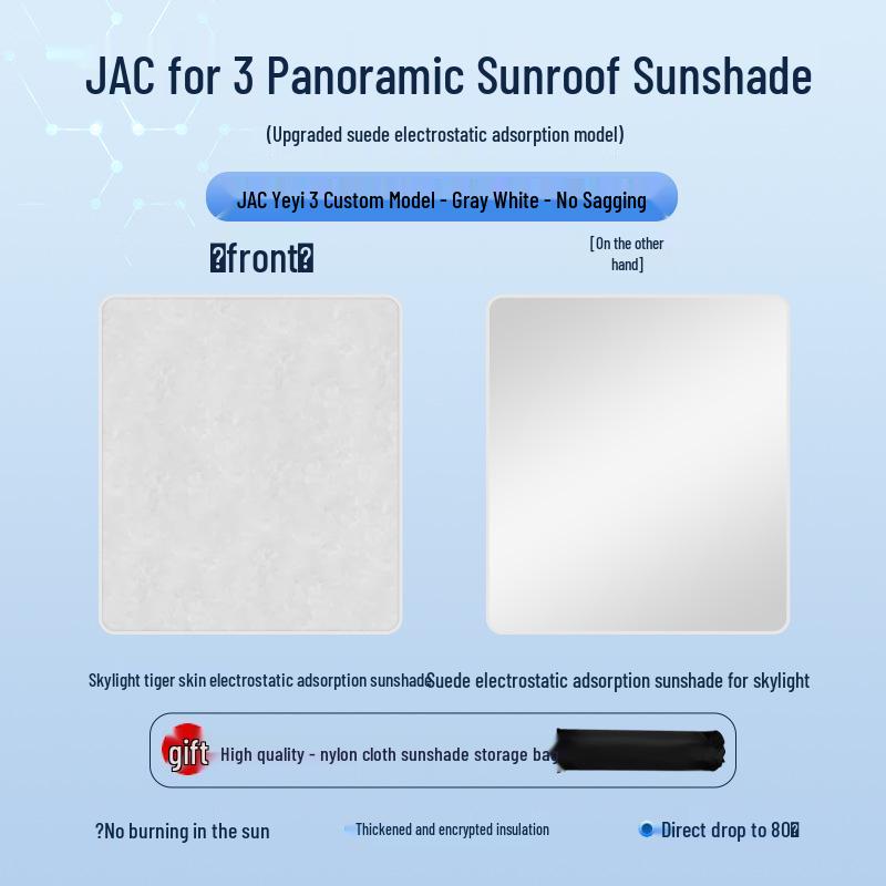 Compatible with Jianghuai 23 Yuyu 3: Sunroof Sunshade for Heat Insulation, Privacy, and Camping