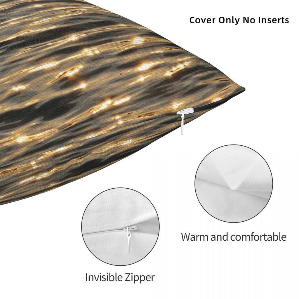 Sunlight Shimmering On Rippled Surface Of Lake Square Pillowcase Polyester Linen Velvet Printed Decorative Home Cushion Cover