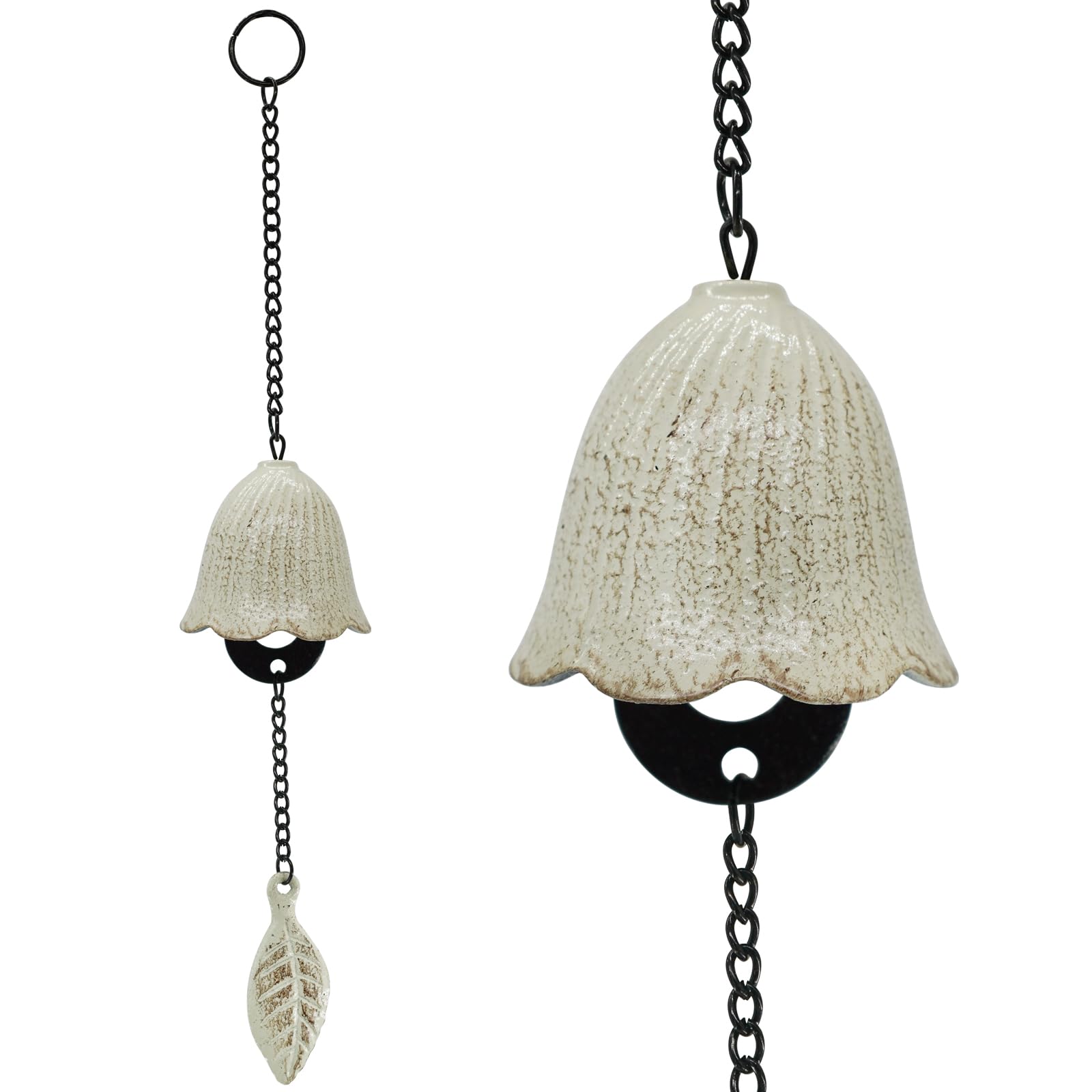 MrMrKura Cast Iron Wind Nambu White Nambu Wind Traditional Flower Clear Summer Breeze Home Decoration Chime, Ironware, Metal, & Pink, Chime, Ironware,
