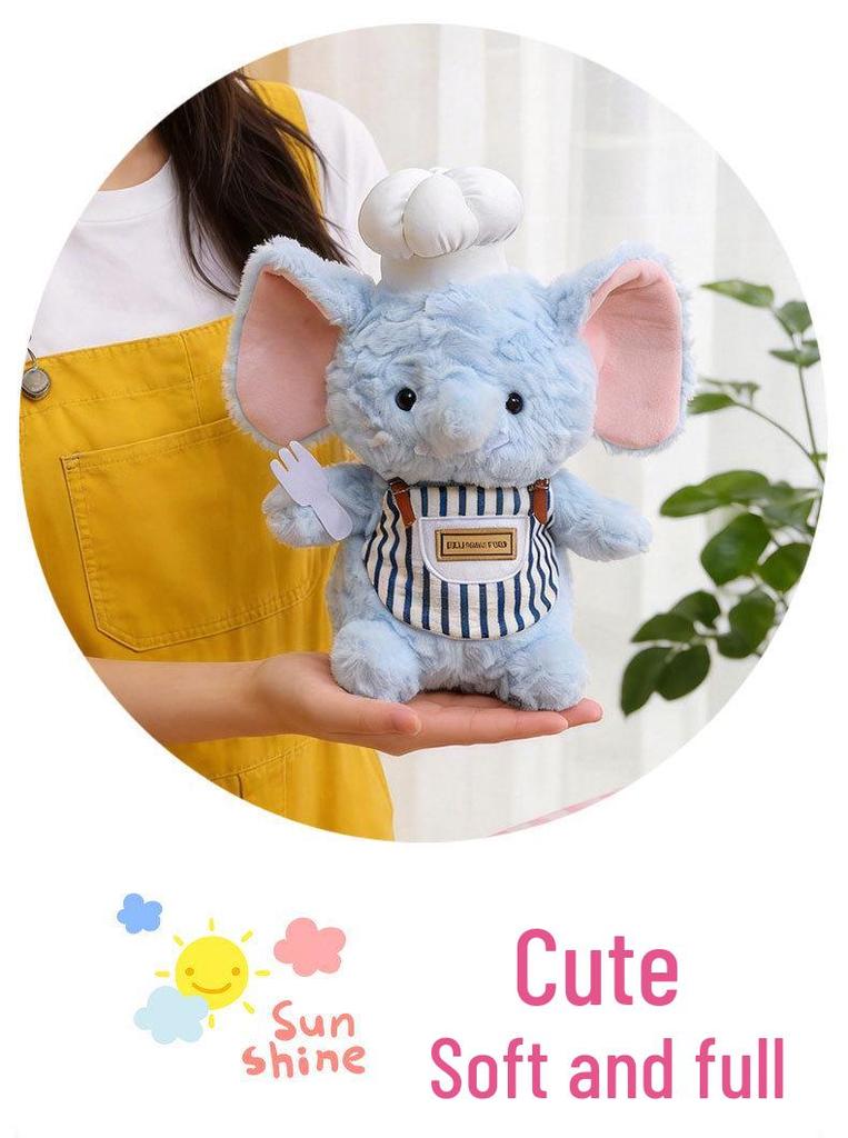 Chef Elephant Plush Doll with Apron & Duck, Baking Bear Toy - Perfect Birthday Gift