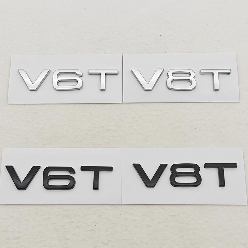 3D ABS Emblemat Boczny Błotnika Samochodowego V6T V8T Logo Tylna Klapa Bagażnika Do Audi S4 A4 B7 V6T Naklejka A6 SQ7 Q8 R8 S8 RS8 V8T Odznaka Akcesoria