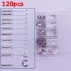 120pcs Snap Ring Kit 304 Stainless Steel E-clip Plastic Box Smooth