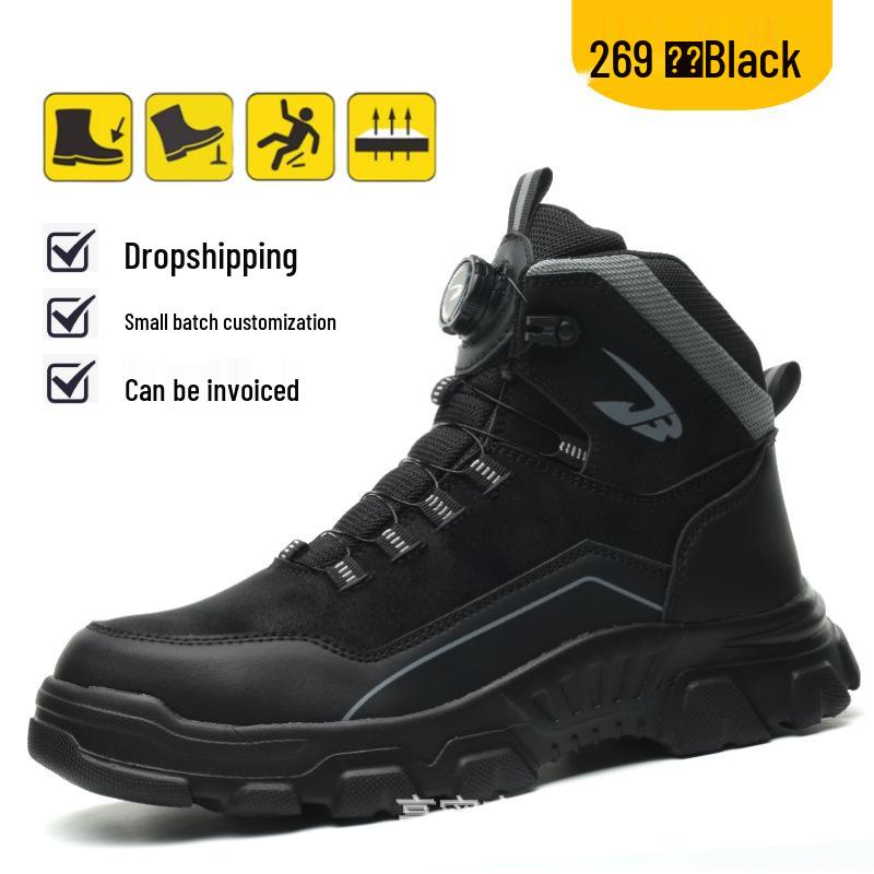 Men’s Four-Season Steel Toe Safety Boots: Anti-Smash, Anti-Puncture, Wear-Resistant, Comfortable High-Top Work Shoes