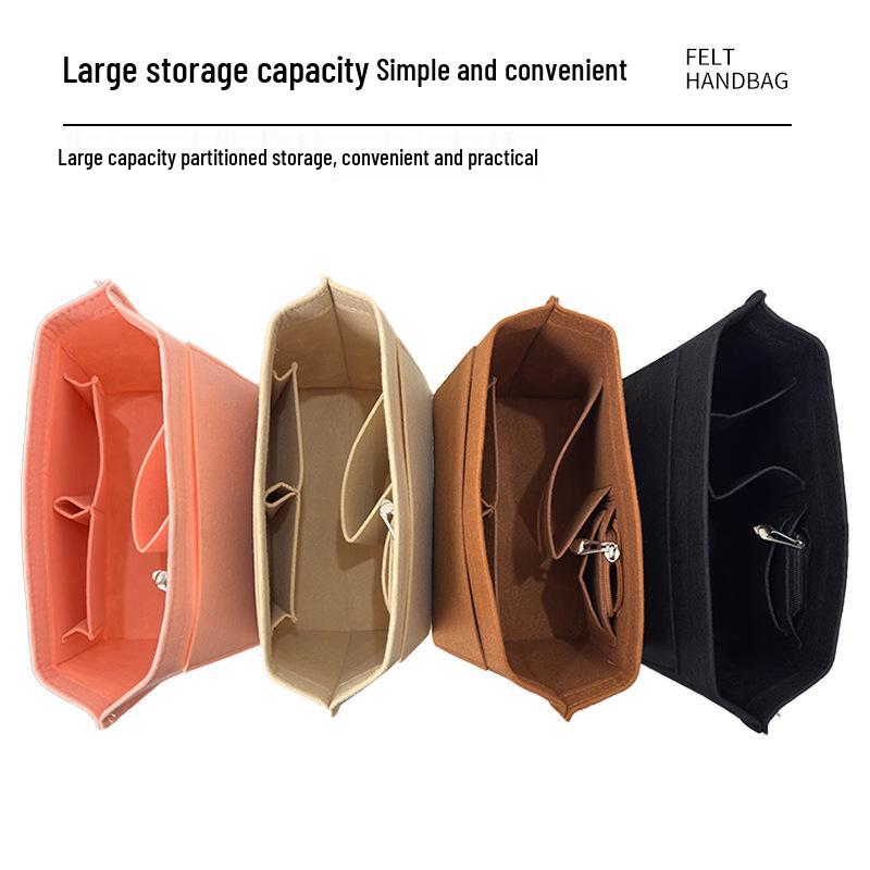 Large Capacity Multi-Compartment Felt Cosmetic Storage Bag