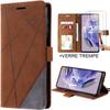 Case for Redmi Note 12 Pro+-Note 12 Pro Plus + 2 Tempered Glasses, Brown Leather Effect Protection Flip Cover