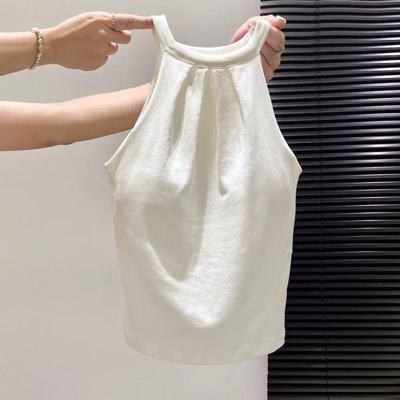 Womens Summer Cotton Tank Top With Embroidered 3d Pattern For Casual Wear