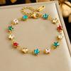 Bracciale Cuore Arcobaleno in Acciaio Inossidabile Placcato Oro per Donna