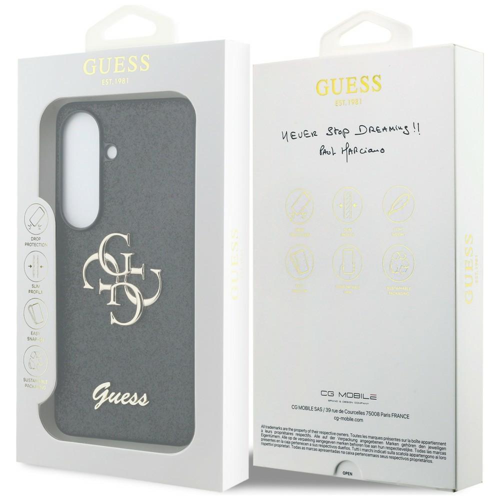 Funda Guess Fixed Glitter Big 4G con Logo Metálico para Samsung Galaxy S26 negro