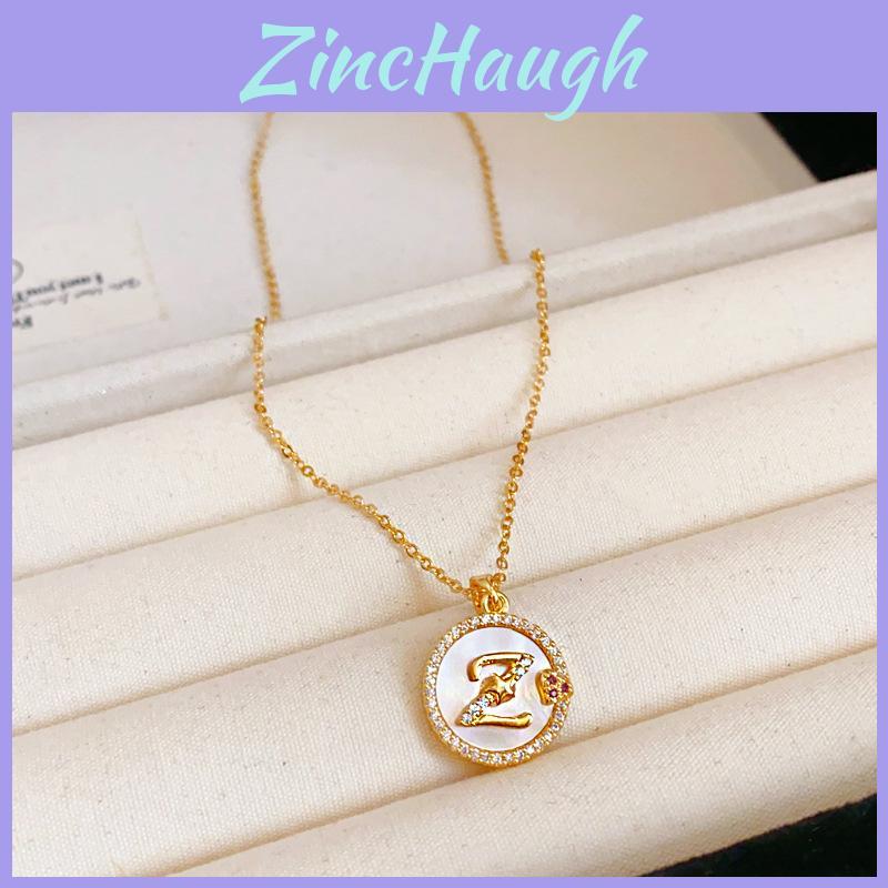 Simple Gold Zircon Letter Pendant Necklace For Women And Casual Wear