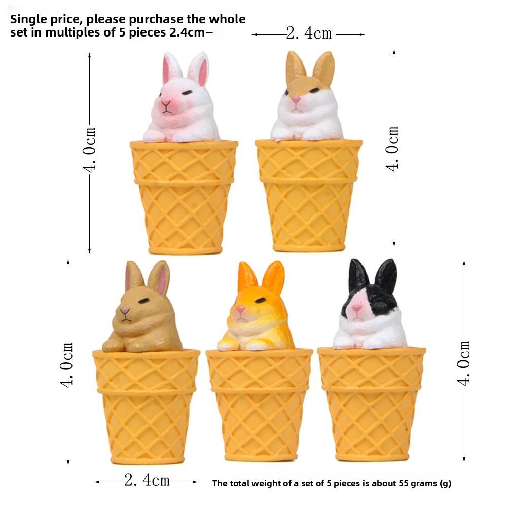 

Cartoon Cream Ice Rabbit Pvc Figurine Ornaments For Garden Scene And Home Decor Five Set