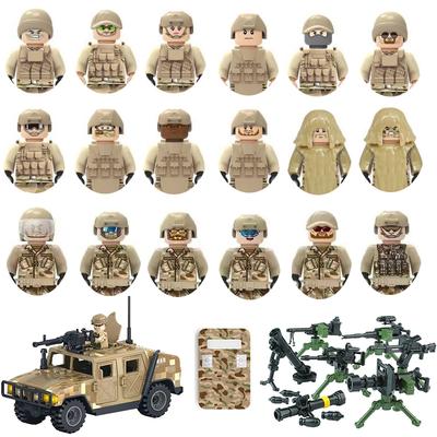 Non-Toxic Military Weapons Guns Mortar Special Forces Police Swat Gangster Jeeps Off-Road Armored Vehicle Model Soldier Building Block Toy