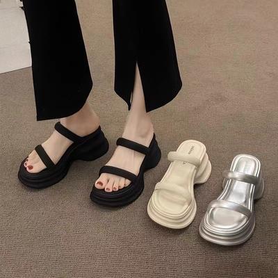 Slippers New Style Shoes Thick-soled Shoes Thick Heels One-strap Height-increasing Sandals