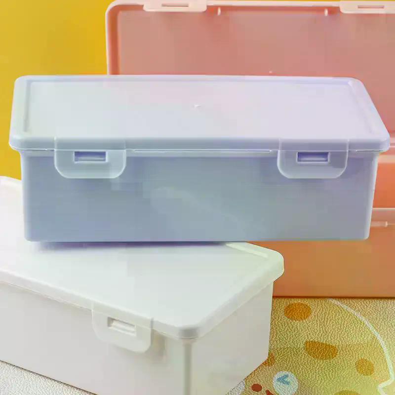 Clear Colorful Pencil Box Large Capacity Plastic Organizer Storage Boxes For School Bulk Stackable Design Office Supplies