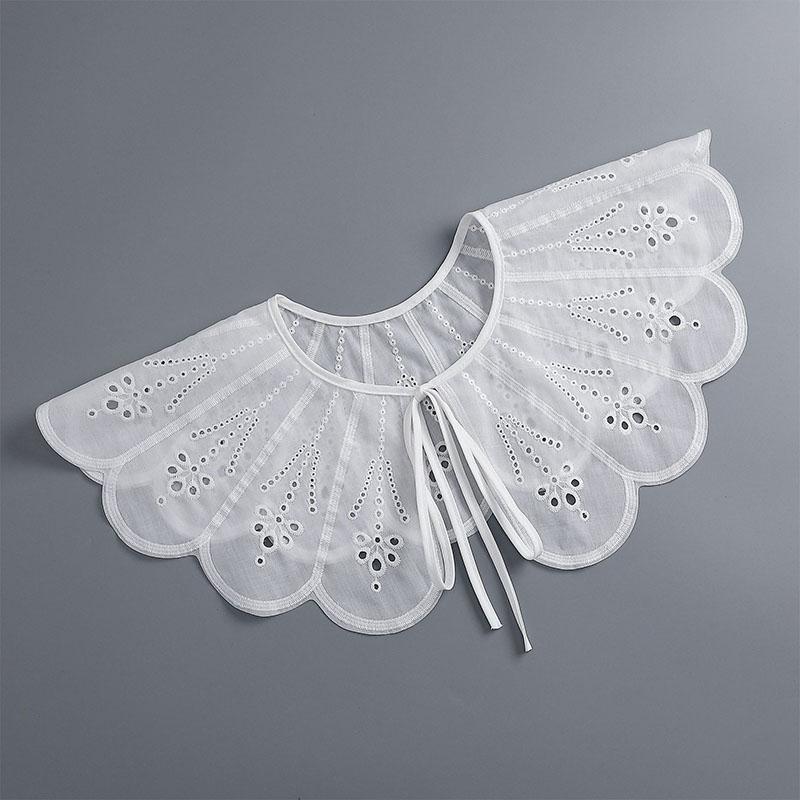 Removable Lace Doll Fake Collar Women Tie Ladies White Shawl Wrap Detachable Embroidered Lapel False Collar Clothes Accessory