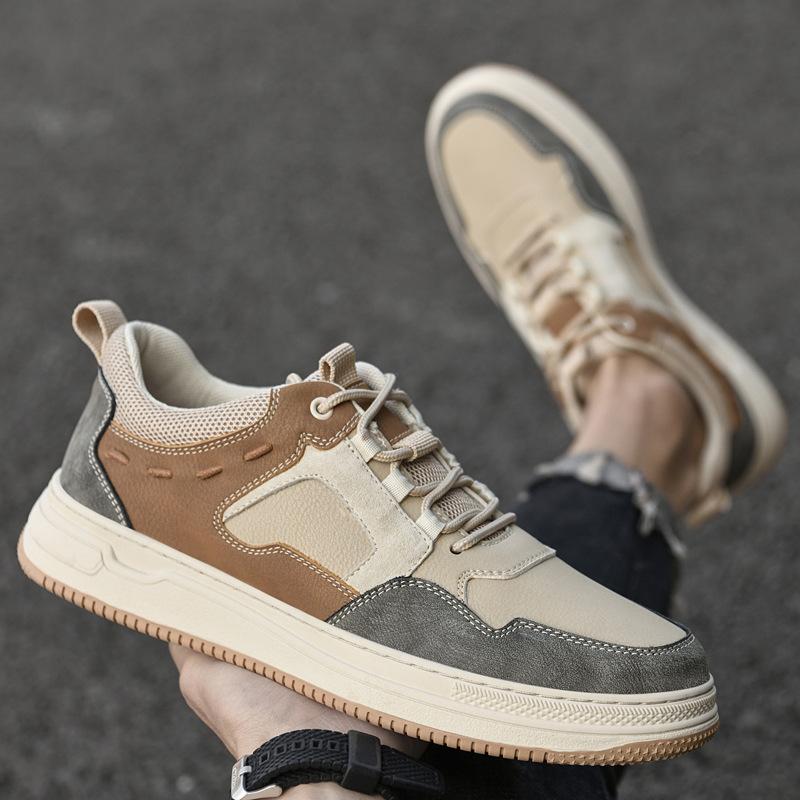 Men's shoes 2025 summer new men's low-top casual board shoes retro fashion British breathable outdoor high-end leather shoes