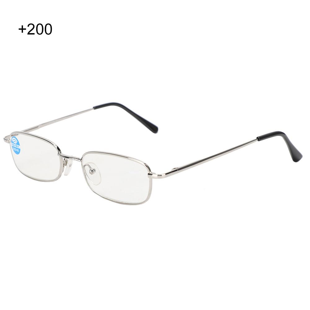 Reading Glasses Fashionable Unisex Men Women Anti Blue Light Clear Lens Reading Glasses(+200 Silver)