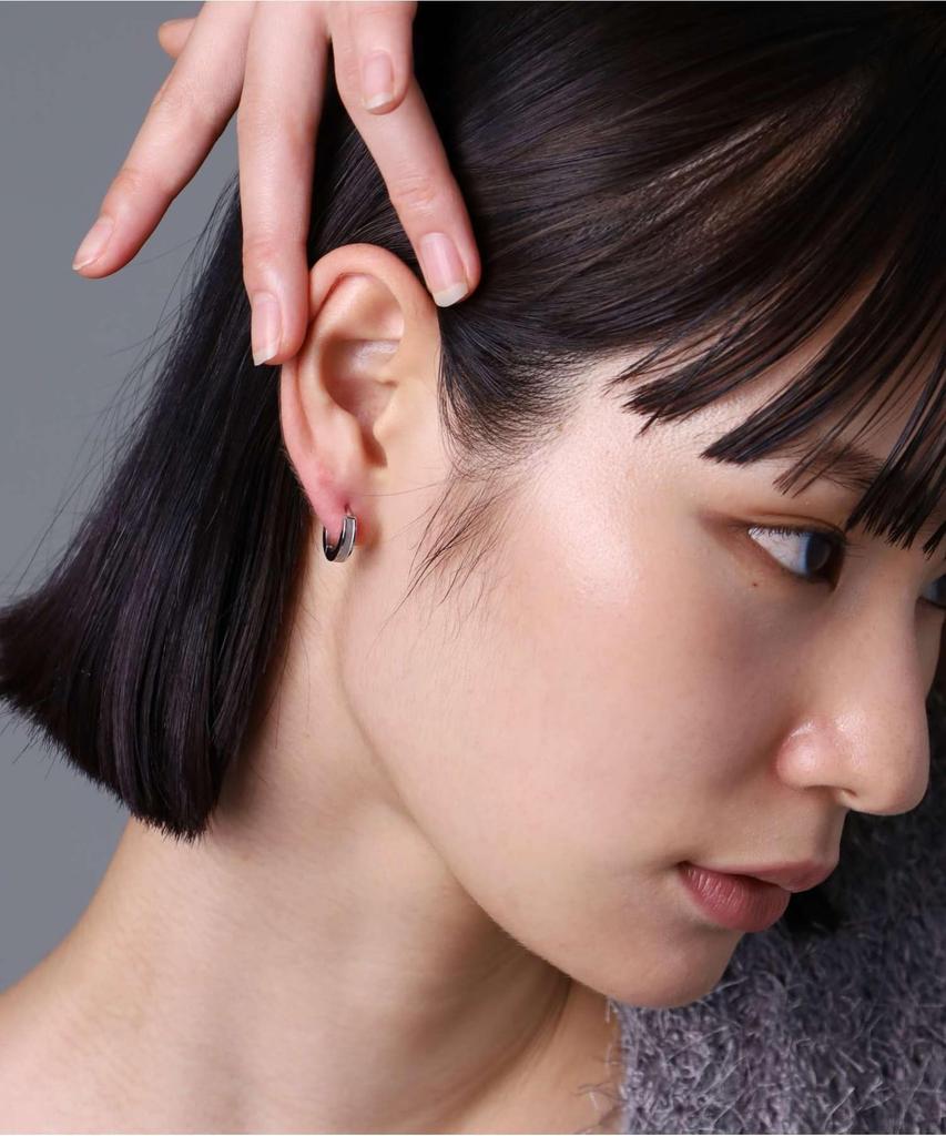 LION HEART Earring (Single Earring) [Limited Edition] “LH-1” Line Hoop Earring / Surgical Stainless Steel (Hypoallergenic) [LION HEART]