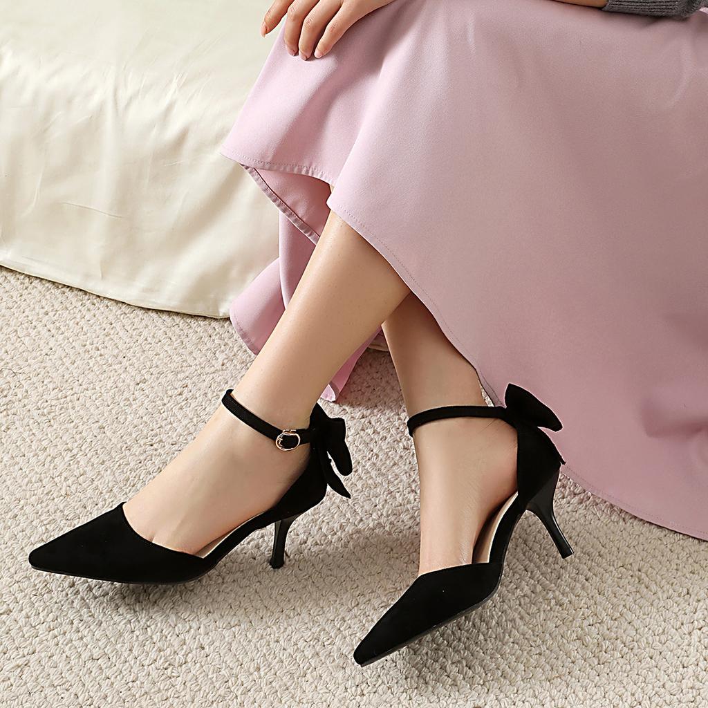 Spring and summer LZD sexy thin high heel large size elegant pointed bow female cool