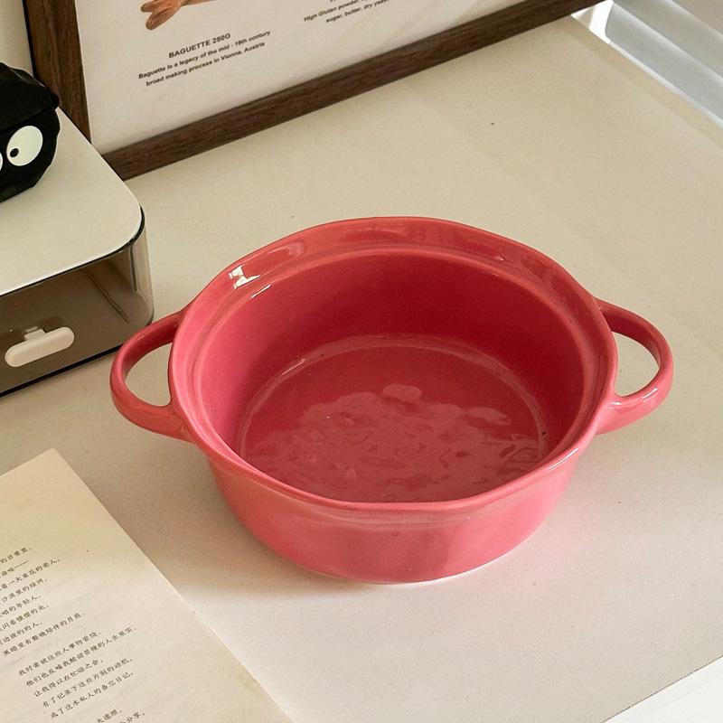 Cute high-value ceramic binaural instant noodle bowl with cover student dormitory instant noodle bowl personal special snail powder bowl