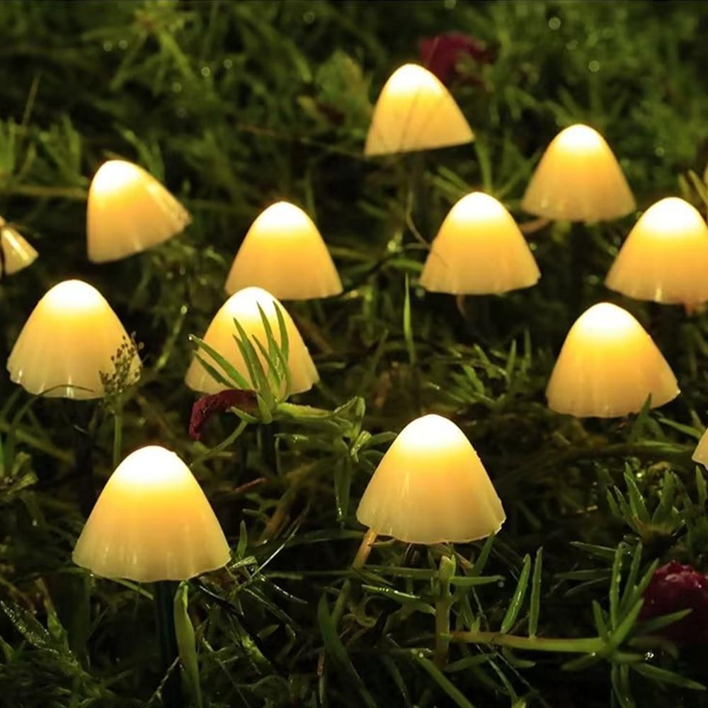 30 LED Solar String Lights Fairy Path Lawn Landscape Mushroom Lamp Outdoor Christmas Garden Patio Garland Street Decoration