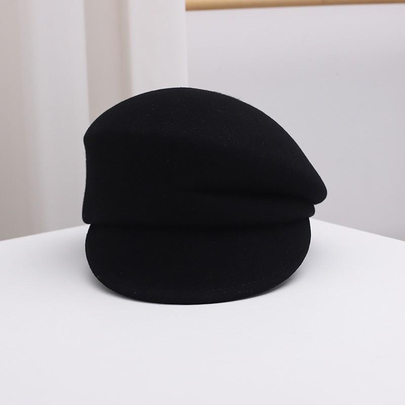 Womens Wool Felt Newsboy Cap With Folded Brim Vintage Retro Beret Style Hat Winter