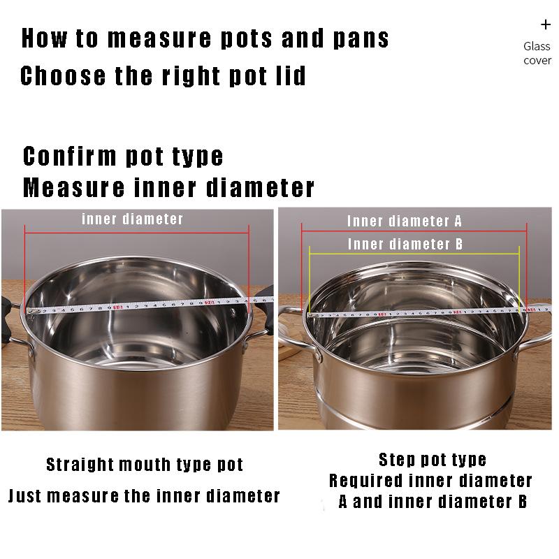Couvercle de casserole en verre trempé à bord en acier inoxydable Couvercle de casserole anti-déversement incassable rond Couvercle en verre de chef pour casserole de cuisine maison polyvalente
