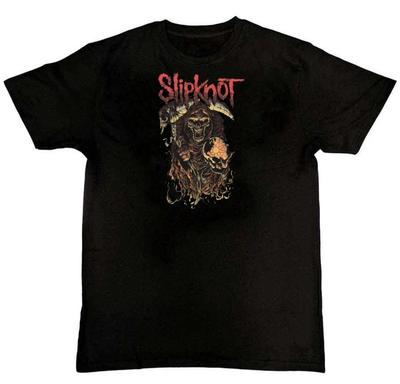 Slipknot Fiery Skull Heavy Metal Band Graphic Print T-Shirt