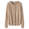 Lekasha 100% Pure Cashmere Knitted Round Neck Cardigan for Women