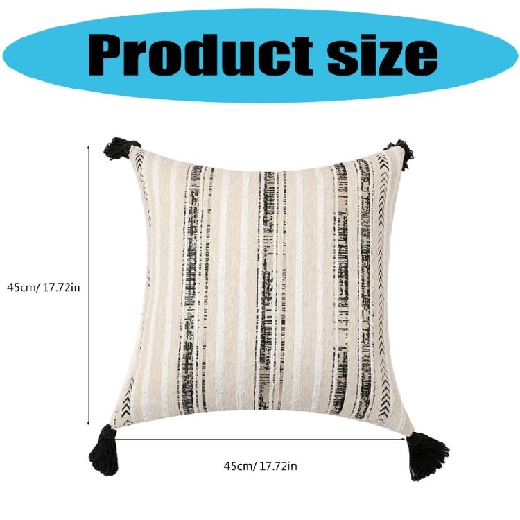 Plushes Chenilles Jacquard Stripeds Tassels Throw Pillow Cover, Bohemians Throw Pillow Cushions Sleeve for Fashionable Space