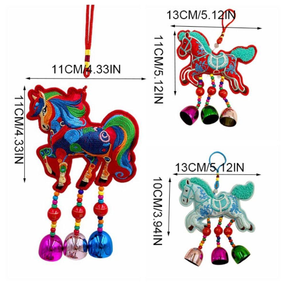 Embroidered Spring Festival Bell Pendant Horse Wind Chimes Decoration Festive Accessory