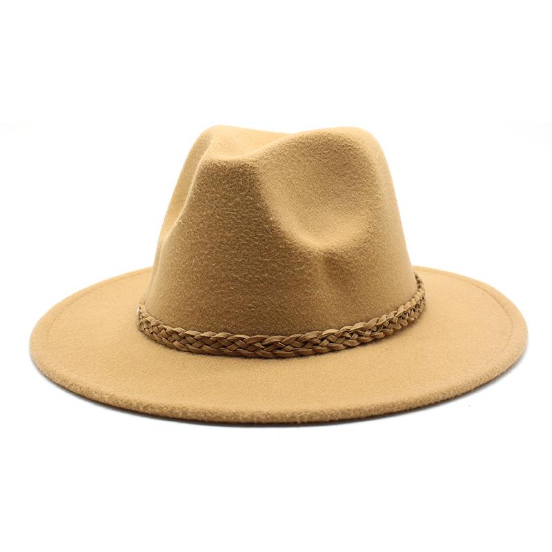 Woolen Jazz Hat Retro Classic Flat Hat Big Eaves Hat Top Hat Felt Hat