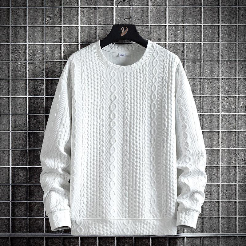Large Size Jacquard Hoodie New Men's Spring and Autumn Fashion Brand Letter Clothing Round Neck with Long Sleeve Undercoat Men's Coat