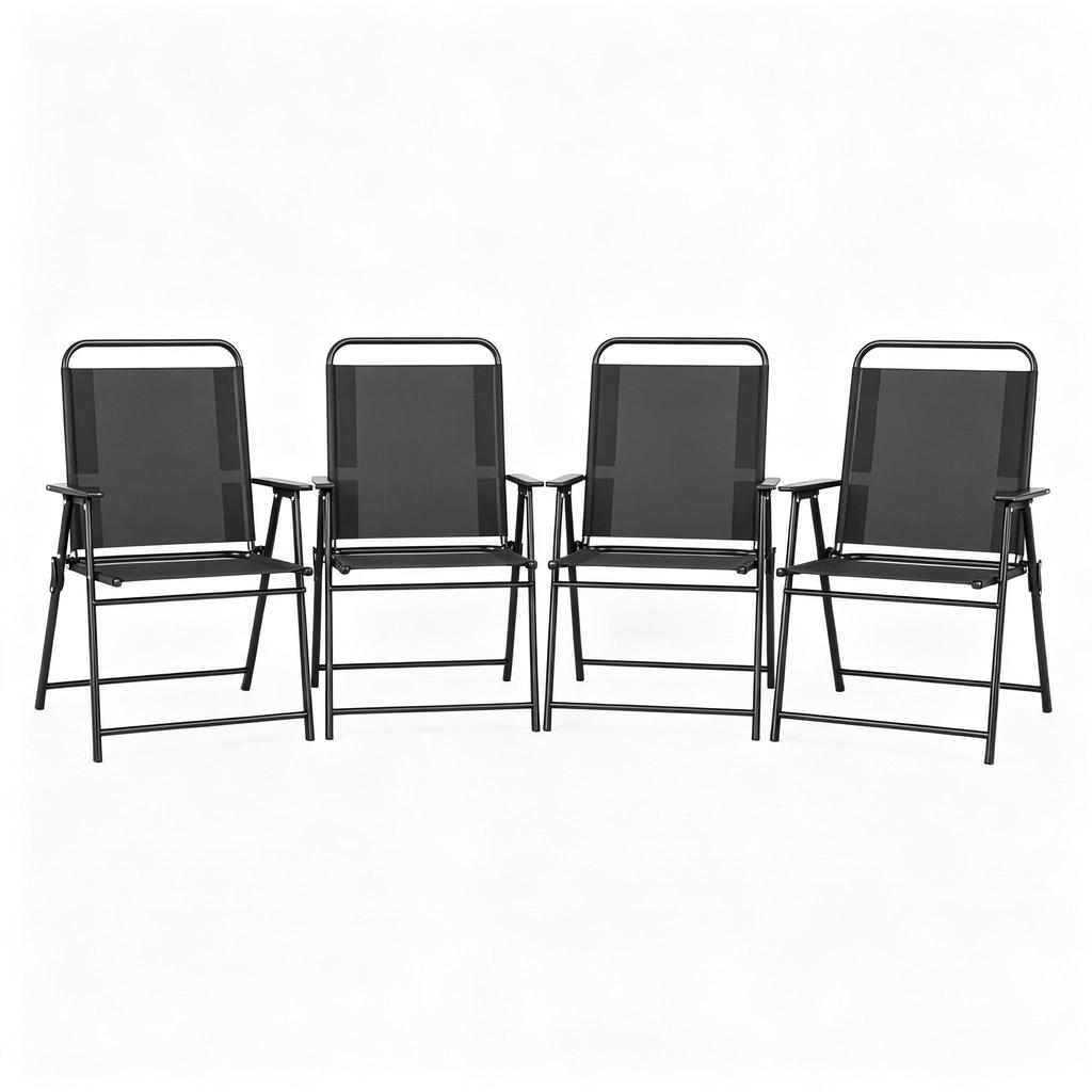 Versatile Leisure Chair, Foldable Outdoor Chair with High Backrest and Armrests, Lightweight Folding Chair (only with 4pcs chairs)