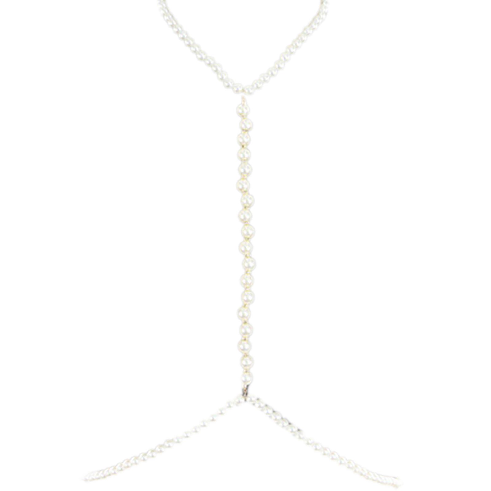 

Luxurious Chest Chain for Women Artificial Pearls Choker Chain Necklace Body Chain Night Club Body Jewelry for Formal 1