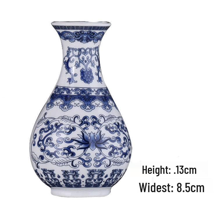 Blue and White Porcelain Chinese Zen Wall Vase - Ceramic Hanging Ornament for Office or Home Decor