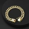 Men's Hip Hop Full Iced Out Cuban Bracelet, Gold Plated Butterfly Clasp Diamond Inlaid Hiphop Bracelet