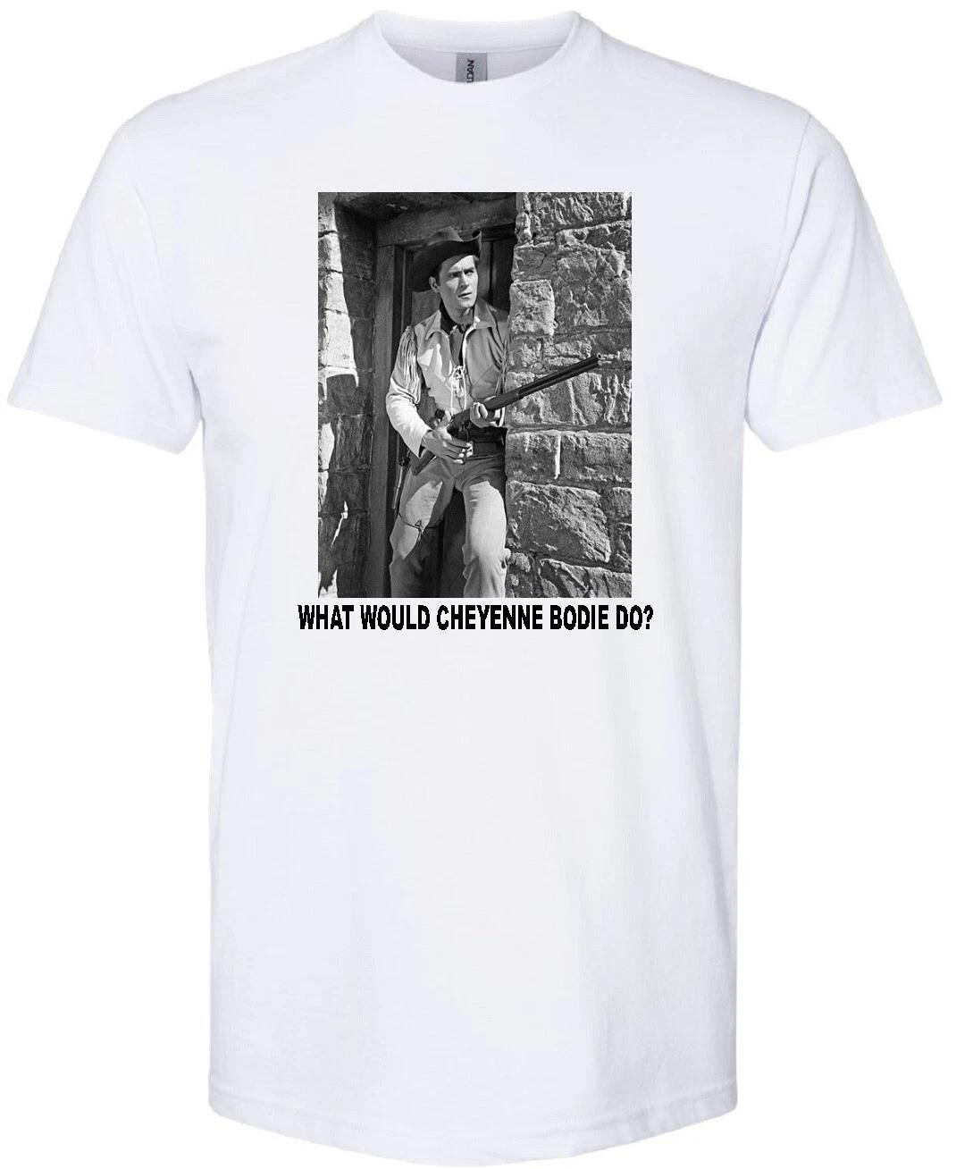 CHEYENNE BODIE WWD? CLINT WALKER CLASSIC RETRO TV WESTERN COWBOY WHITE T-shirt S