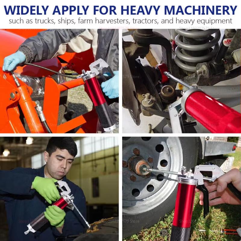 7000PSI Oil Grease Gun Kit Manual Pistol Grip Heavy Duty High-Pressure Pumping Coupler 400CC Greasing Injection for Automotive