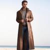 Stilvoller langer Herren-Trenchcoat aus PU-Leder Slim Fit