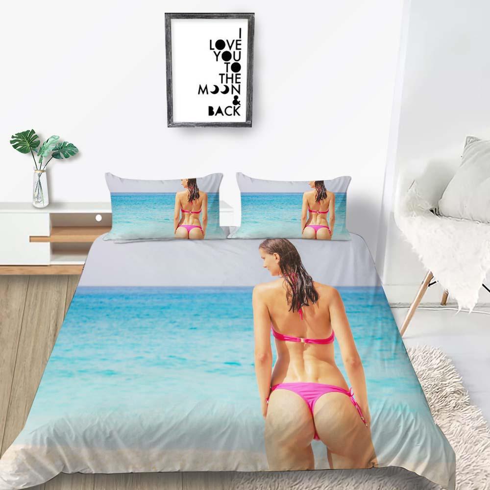 2023 Nowy styl Zestaw poszwy na kołdrę Rozmiar Queen King Nadruk Bikini Vintage Komplet pościeli z poszewką na poduszkę Luksusowe tekstylia domowe