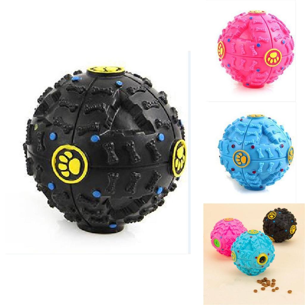 Durable Chew Resistant Dog Toy Enamel Rubber Squeak Ball With Treat Dispenser Puppy Training