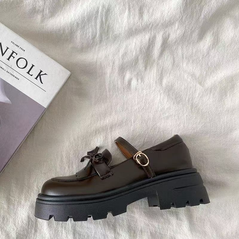 

2025 spring and autumn new French bow platform Mary Jane single shoes Japanese sweet cool jk uniform small leather shoes women 40