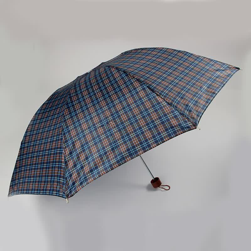 Compact Portable Three-Fold Plaid Umbrella
