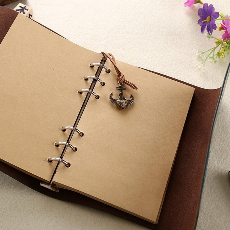 Retro Notebooks & Journals Agenda Binder Sketch Book Leather Soft Cover 14X10Cm Replaceable Kraft Paper Inner Korean Stationery