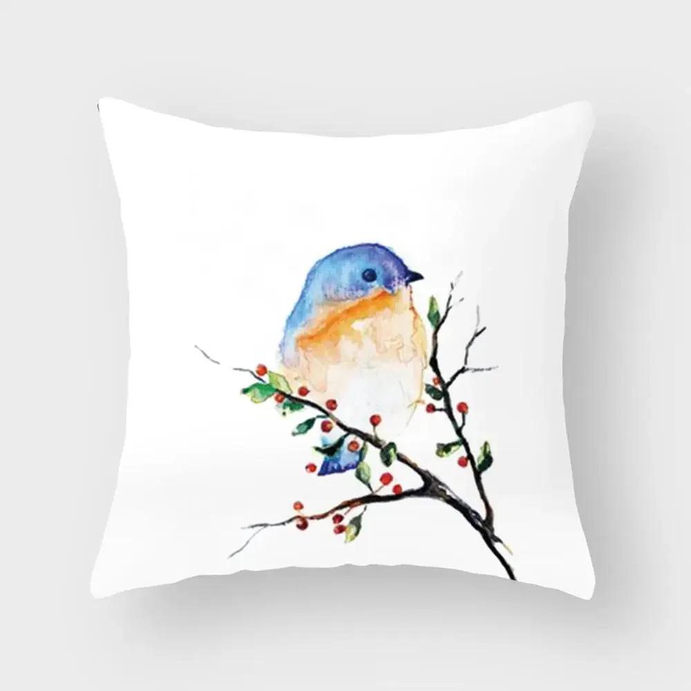 New Cute Animal Bird Flower Pillow Case Sofa Bedroom Living Room Seat Car Cushion Cover Home Decoration Pillowcase 45*45Cm
