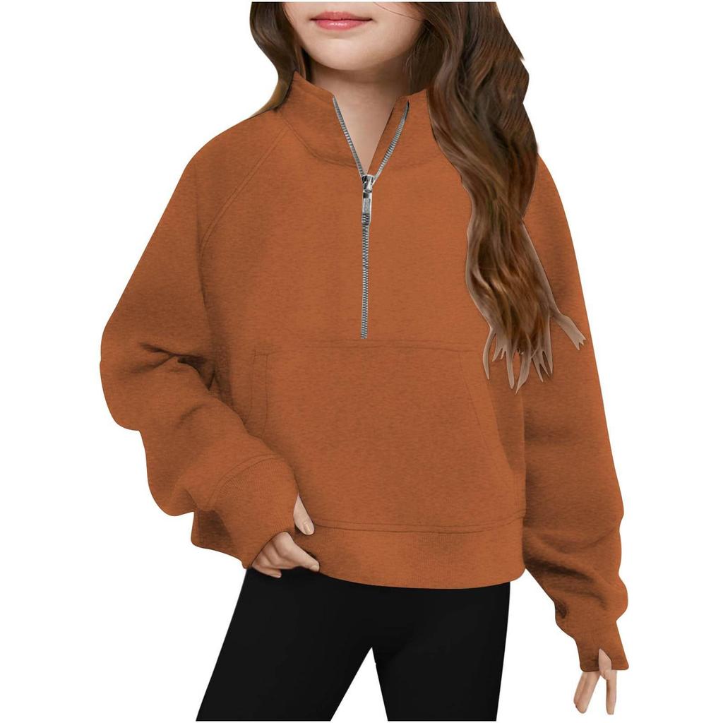 Children's Fashionable Sports Stand-up Collar Half-Zip Sweatshirt Long Sleeve Loose-fitting Top