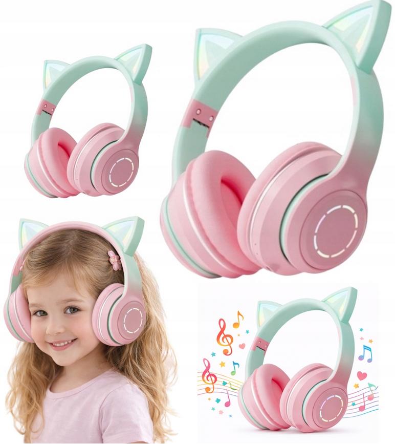 Wireless Bluetooth headphones cat on-ear gift pink