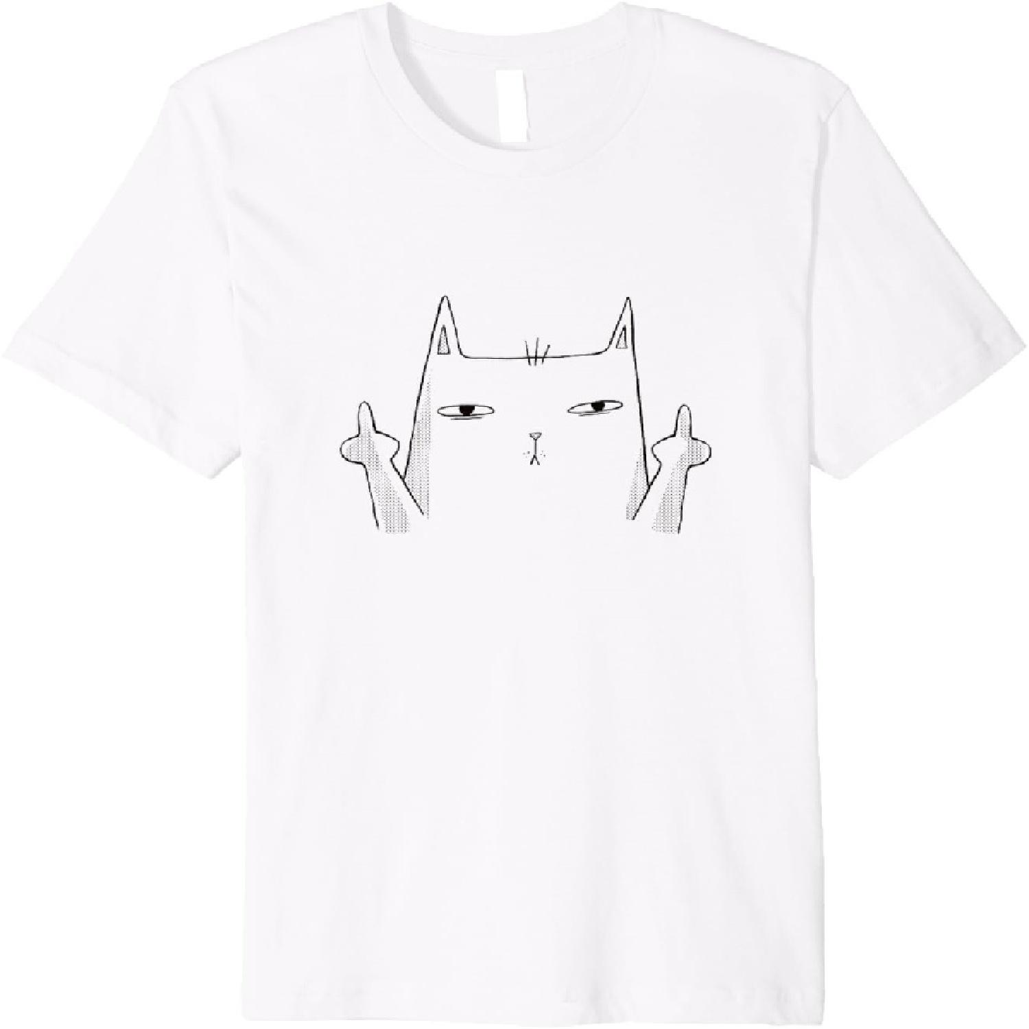 Flip Off Cat, Middle Finger Cat Premium T-Shirt XXXXXL белый