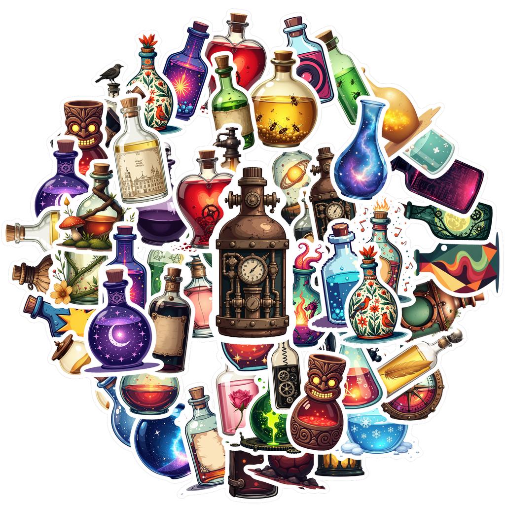 35-150pcs Magic Potion Bottle Stickers Funny Bottles Decals Diy Laptops Phones Decorative Stickers Teacher Reward School Supplie
